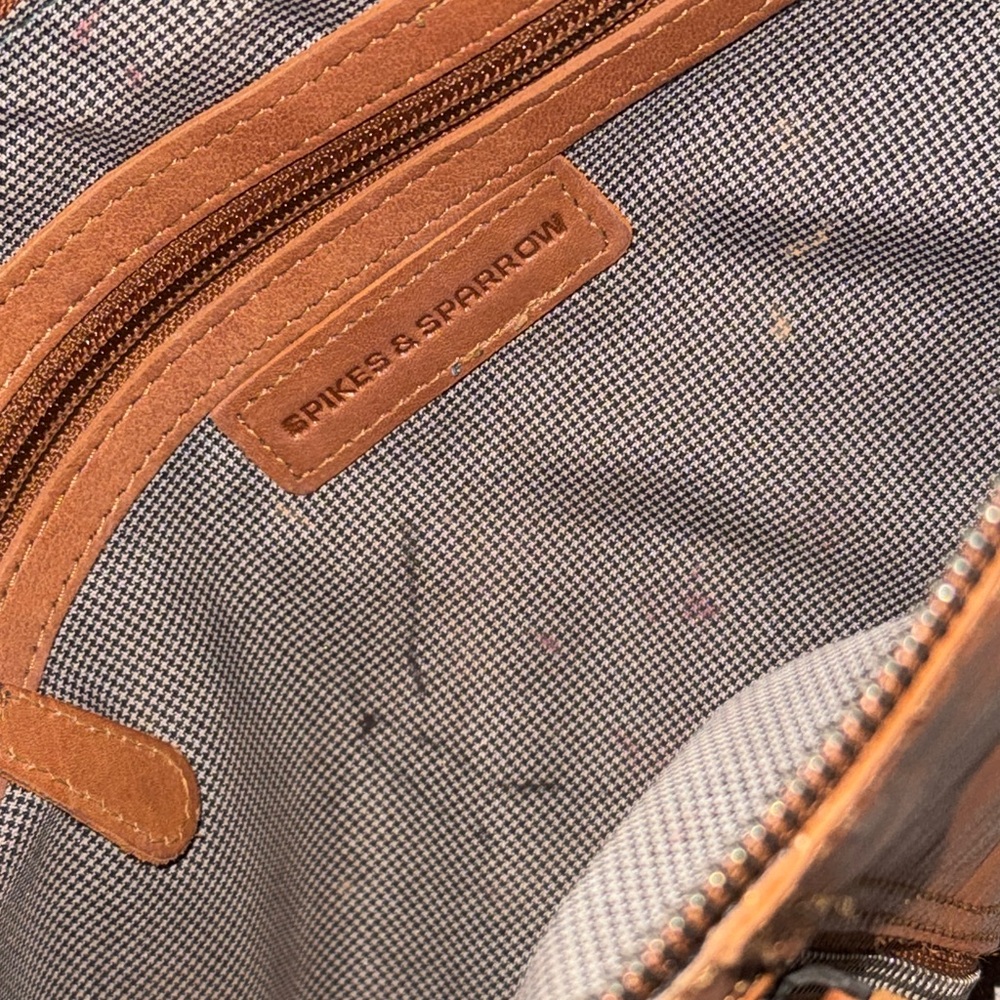 All Leather Spikes & Sparrow Sling Crossbody Bag/Pack-Brown-Multi Compartment - Picture 15 of 17